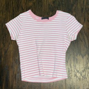 Brandy Melville Pink Striped Hailie Top